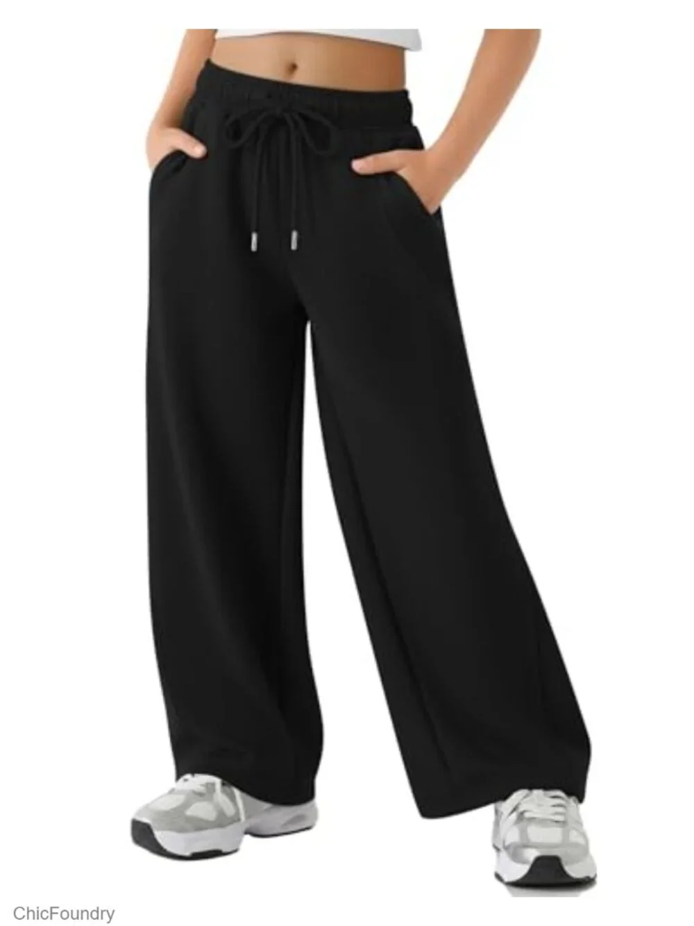 Wide Leg Sweatpants for Girls, Loose Athletic Kids Pants with Pockets
